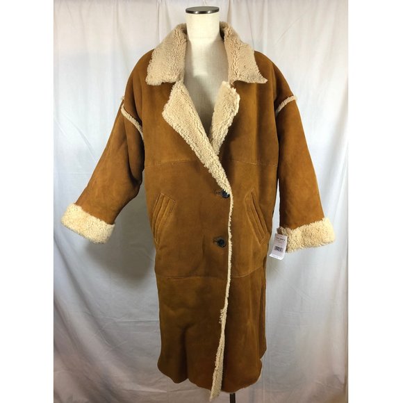 Free People Aspen Shearling Leather Coat Chestnut - Picture 4 of 5